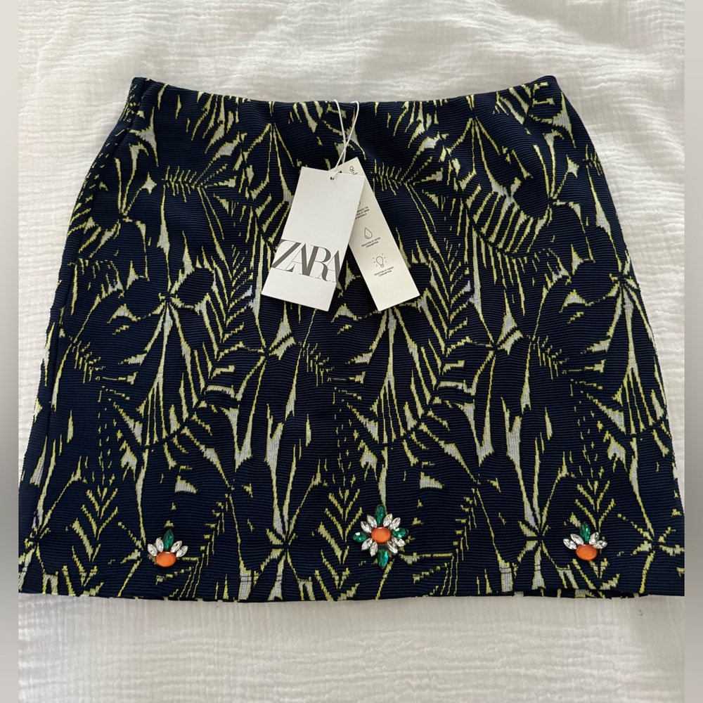 Zara Blue Pattern Skirt